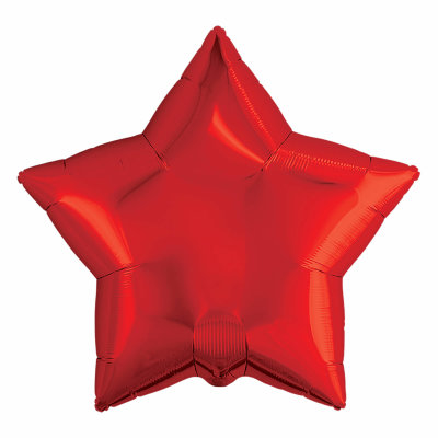 Воздушный шар, фольгированная звезда красная, 18″/46 см